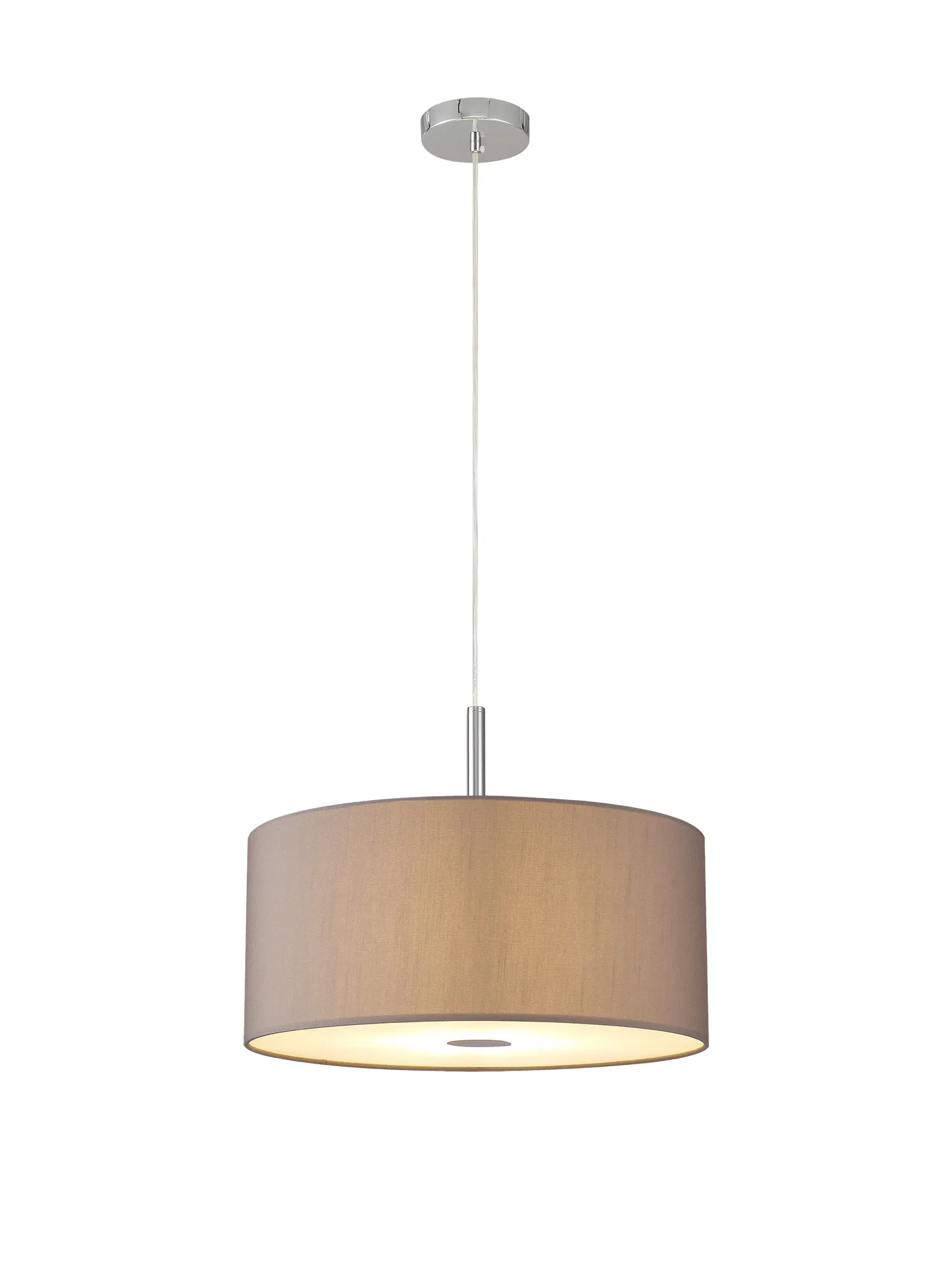 DK0342  Baymont 40cm 3 Light Pendant Polished Chrome, Grey, Frosted Diffuser